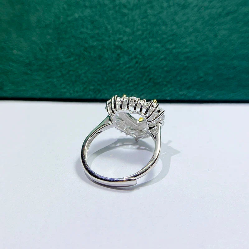 Heart 8×8 mm S925 Sterling Silver Ring Setting, Adjustable, Unset, For Women