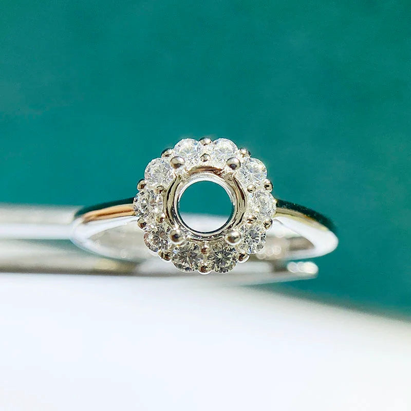 S925 Sterling Silver, 18K Gold Plated Ring Setting, Unset, For Women