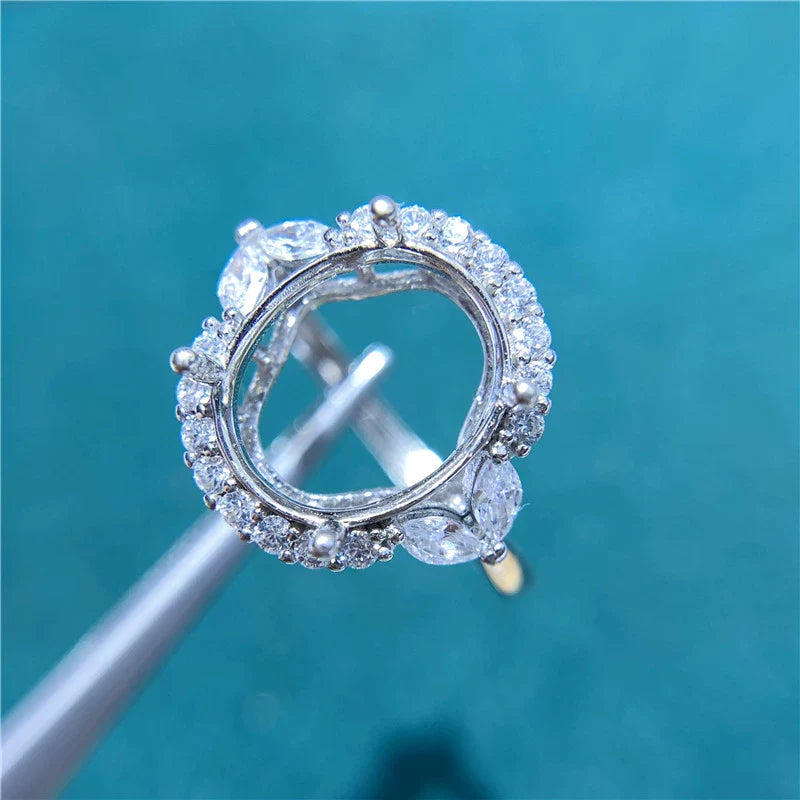 Oval 10×12 mm S925 Sterling Silver Ring Setting, Unset Mount, For Women