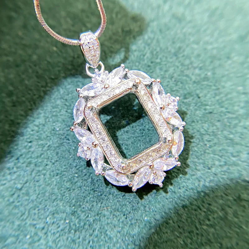 Rectangle 8×10 mm S925 Sterling Silver, 18K Gold Plated Ring Setting, Adjustable, Unset, For Women