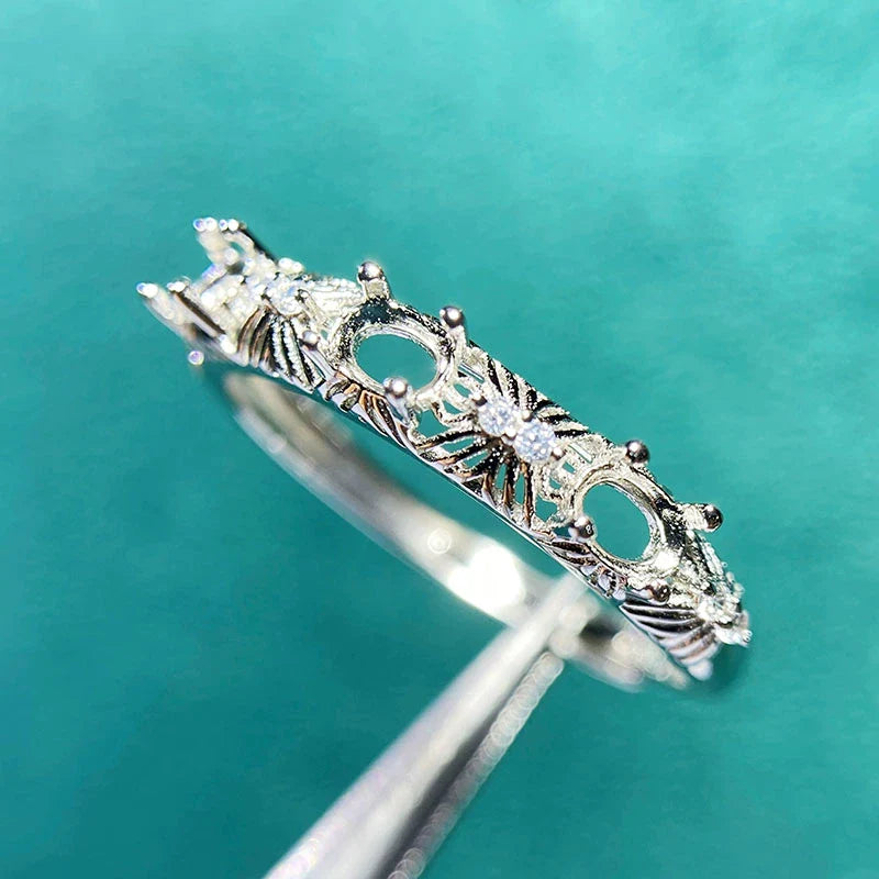 Oval 3×4 mm S925 Sterling Silver Ring Setting, Unset, For Women, Minimalist Style