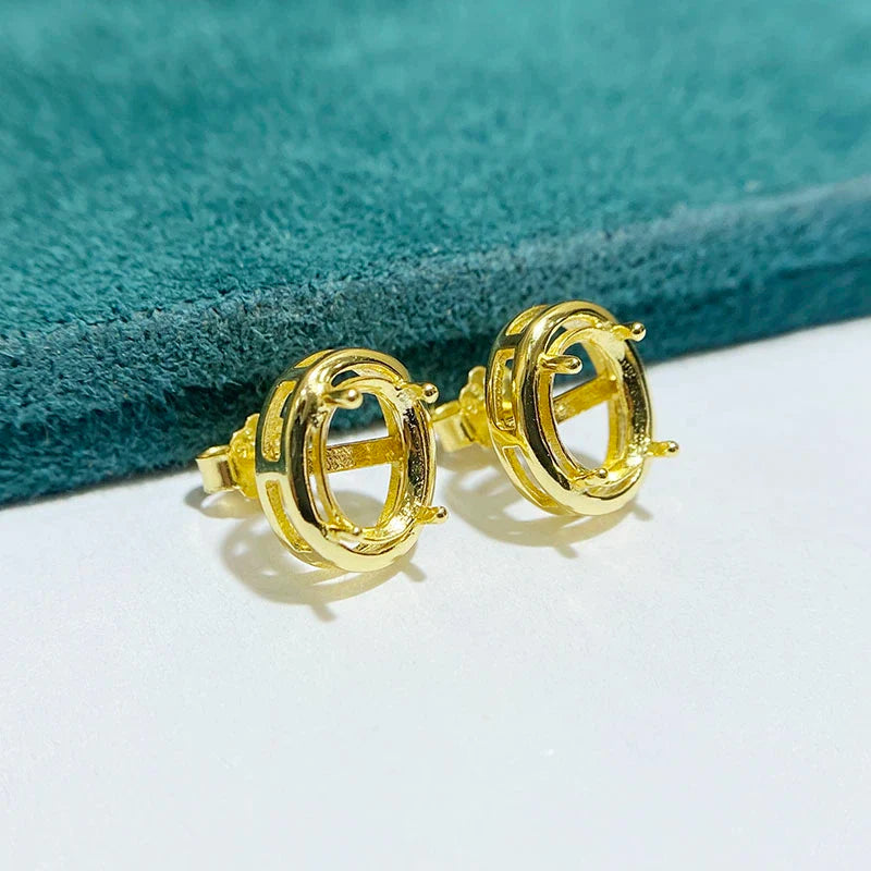 Oval 3×4 mm / 6×8 mm S925 Sterling Silver Earring Setting, Unset