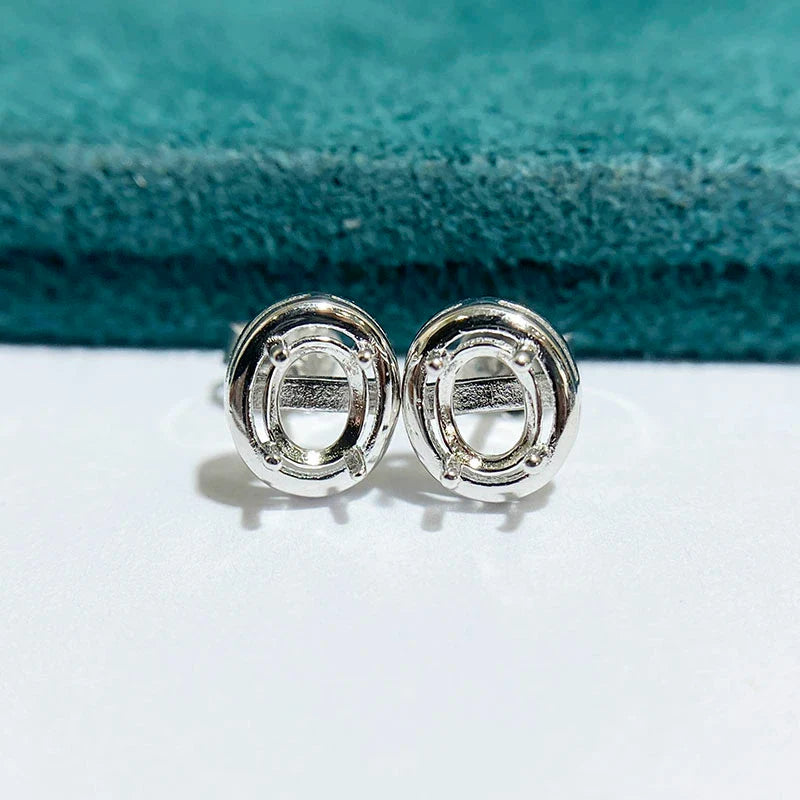 Oval 3×4 mm / 6×8 mm S925 Sterling Silver Earring Setting, Unset