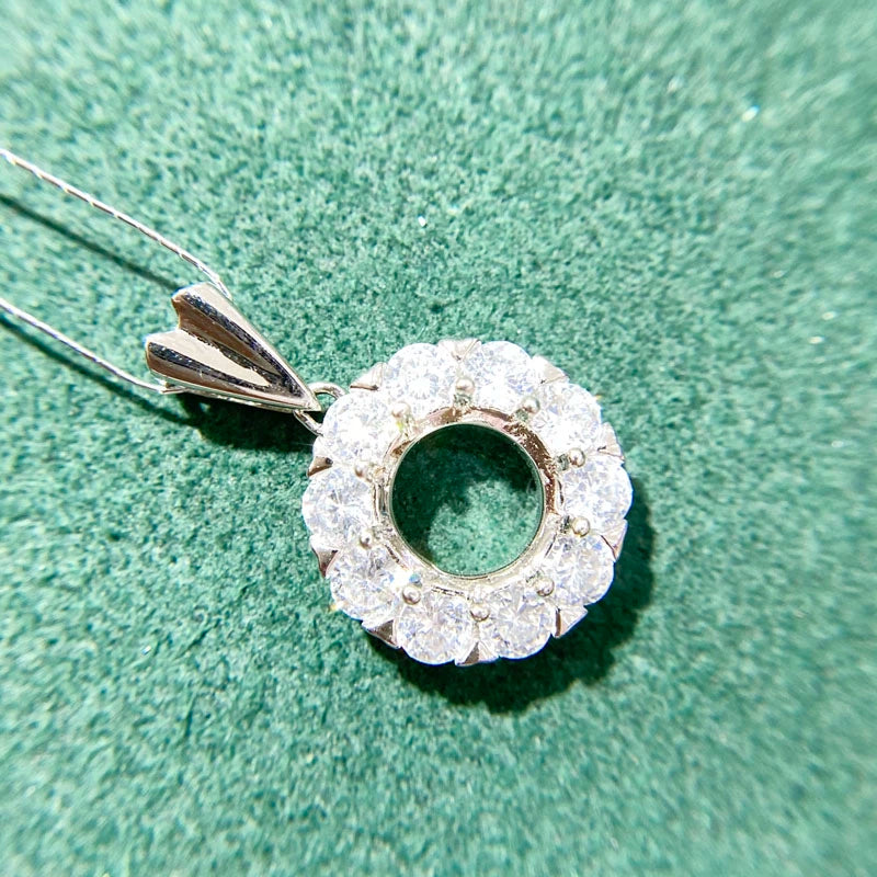 5–9mm Round S925 Silver Pendant Setting for Gemstone Mounting