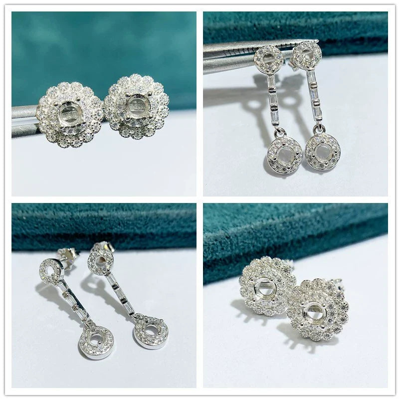 S925 Sterling Silver Round 3.5 mm Earring Setting for DIY Jewelry Making