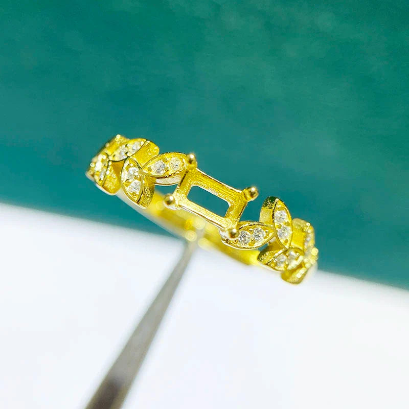 Octagon 3×5 mm / 4×6 mm / 5×7 mm / 6×8 mm Ring Mount, S925 Sterling Silver, Adjustable, Small Octagon Design, for Women