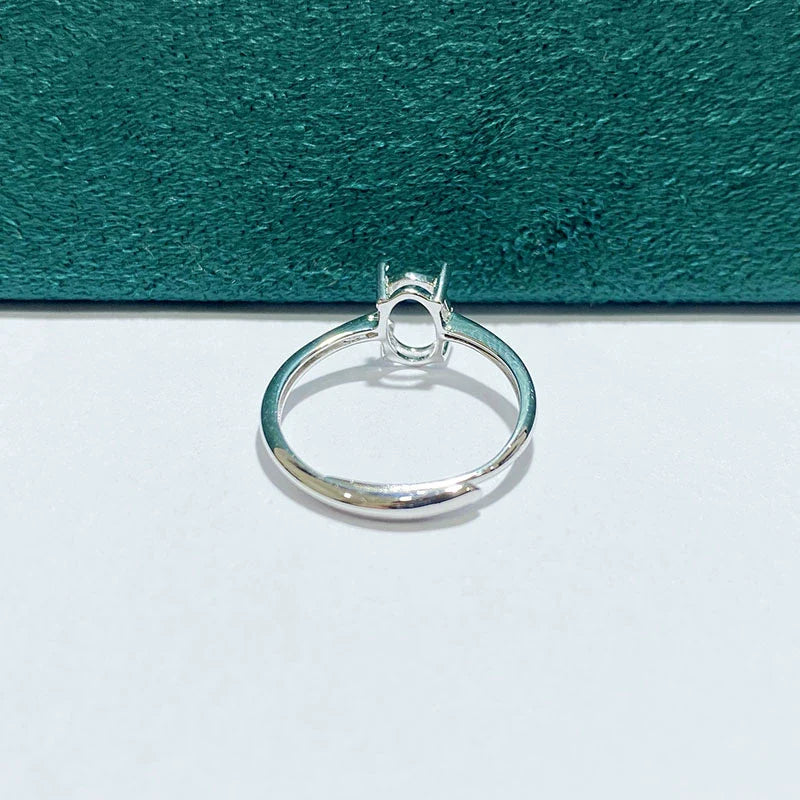 Oval 3×4 mm / 10×14 mm S925 Sterling Silver Ring Setting, Adjustable, Unset, For Women