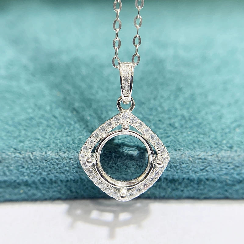 6.5 / 8 / 9mm Round S925 Silver Pendant Setting for Gemstone Mounting