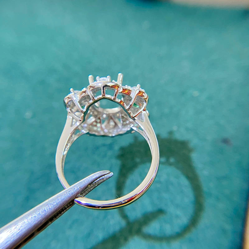 8×10mm Oval Adjustable S925 Silver Ring Pendant Setting