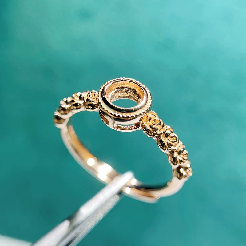 6×6 mm / 4×4 mm S925 Sterling Silver Ring Setting, Adjustable, Unset, For Women, Minimalist Style