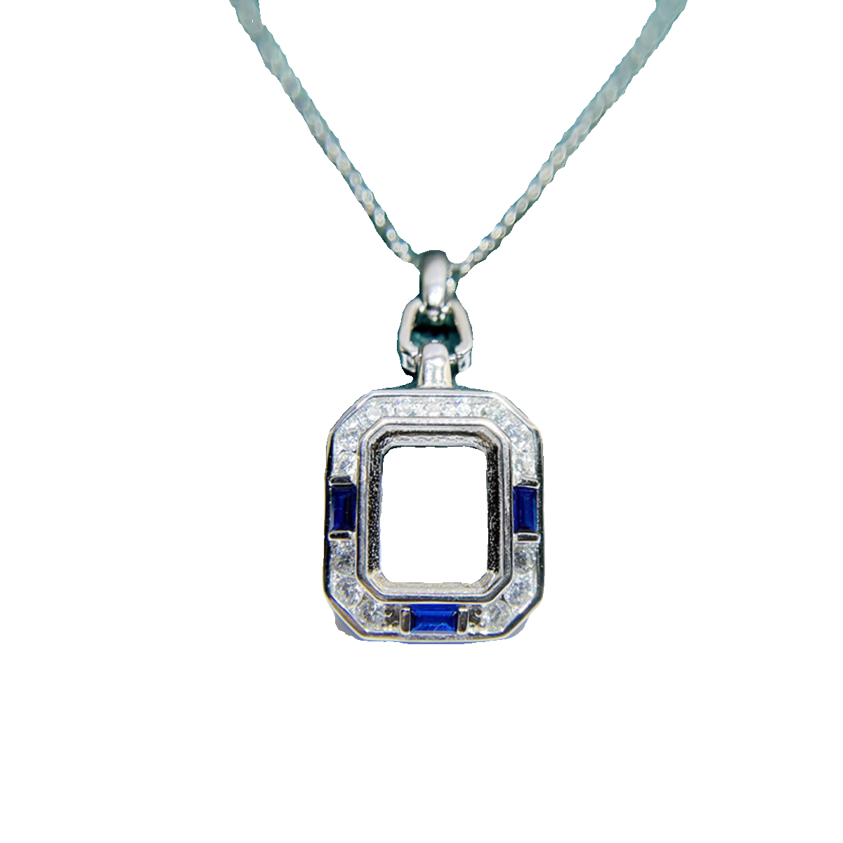 Square 6×8/8×10 mm S925 Sterling Silver Pendant Setting, Unset Mount, For Women