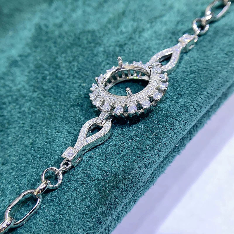 Oval 10×12 mm S925 Sterling Silver Ring Setting, Unset Mount, For Women