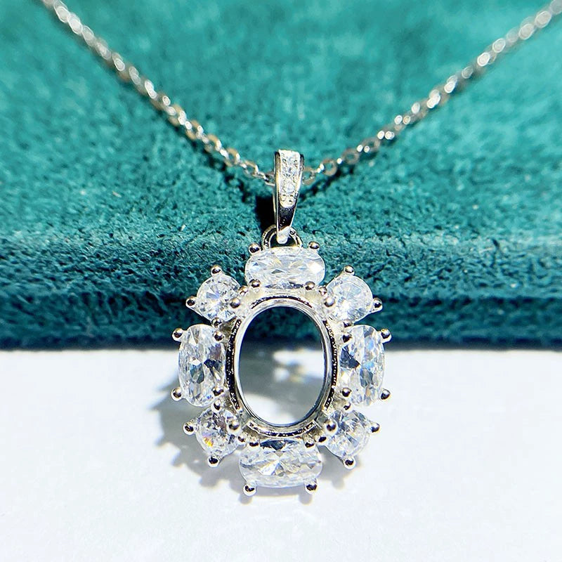 7×9mm Oval S925 Silver Pendant Setting for Gemstone Mounting