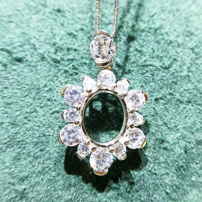 6×8 / 8×10 / 9×11 / 11×13mm Oval S925 Silver Pendant Setting for Gemstone Mounting