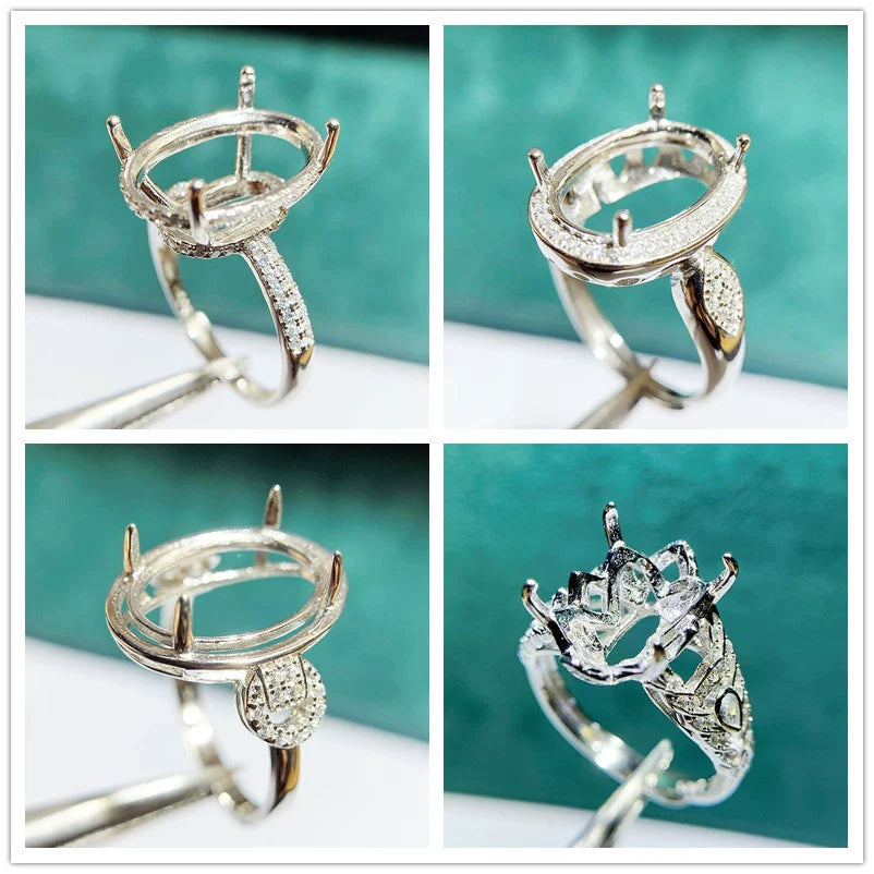 S925 Sterling Silver Oval 10×14 mm, 12×16 mm Ring Setting for DIY Jewelry Making