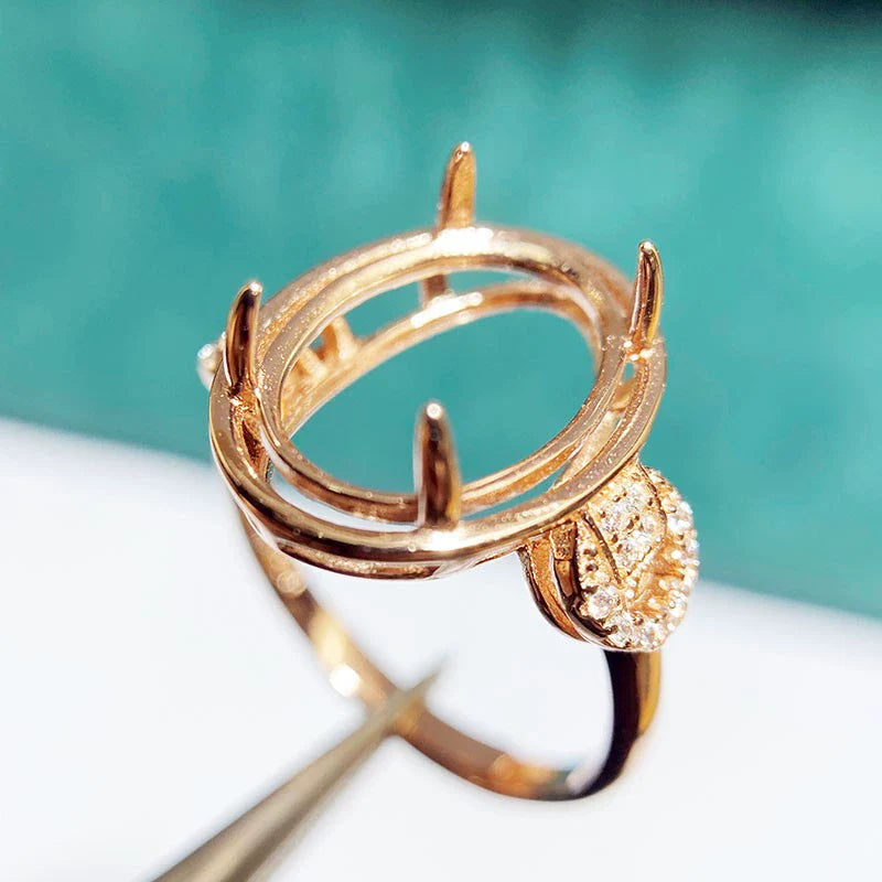 Oval 10×14 mm / 12×16 mm S925 Sterling Silver Ring Setting, Adjustable, Unset, For Women