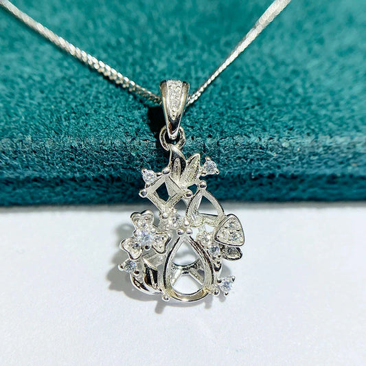 Pear 5×7 mm S925 Sterling Silver Pendant Setting, Unset, For Women, Fashion Style