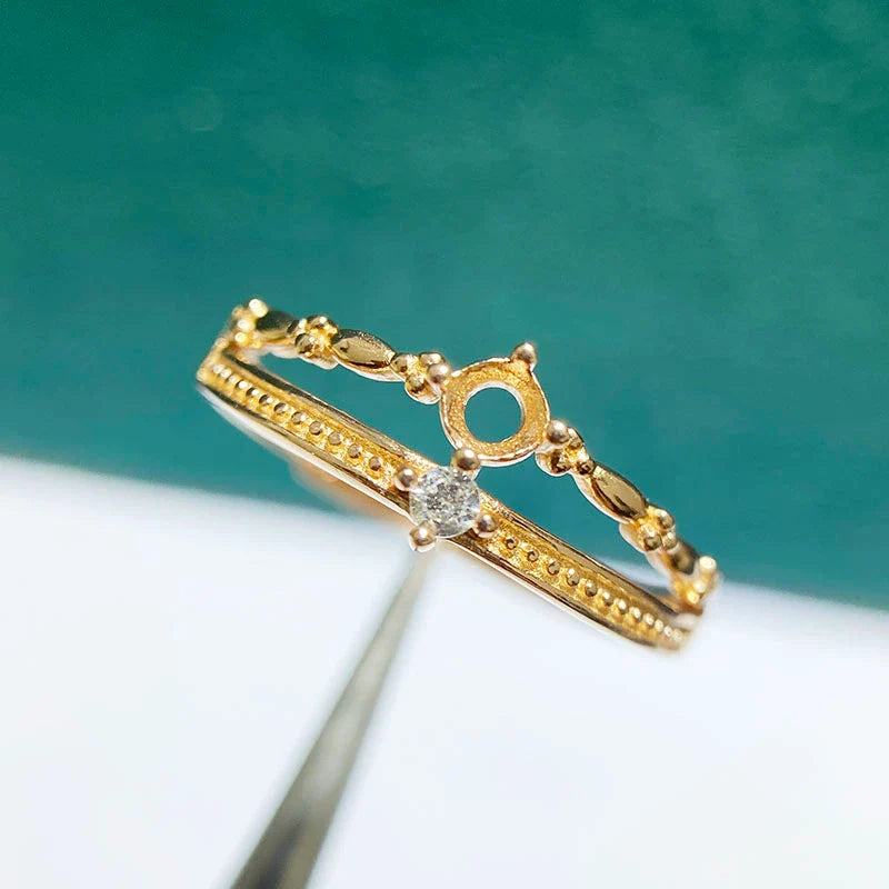 3 mm / 4 mm / 5 mm / 6 mm S925 Sterling Silver, 18K Gold Plated Ring Setting, Unset, For Women