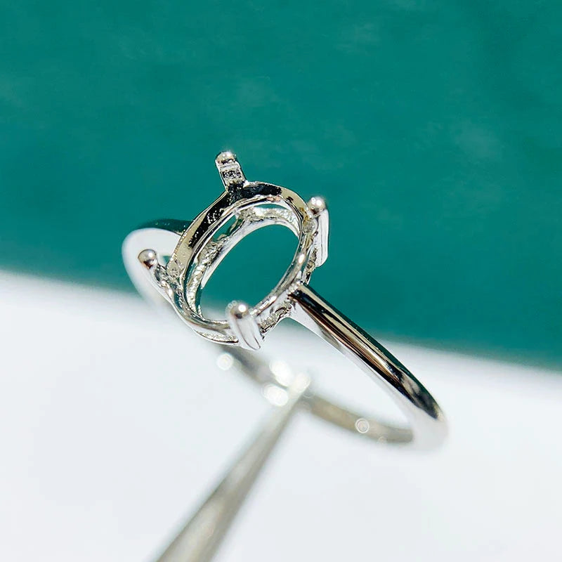Oval 3×4 mm / 10×14 mm S925 Sterling Silver Ring Setting, Adjustable, Unset, For Women