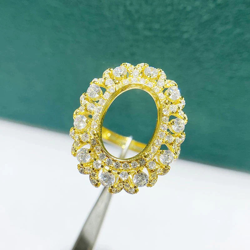 Oval 10×14 mm / 12×16 mm S925 Sterling Silver Ring Setting, Adjustable, Unset, For Women