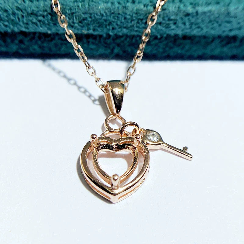 Heart 5 mm / 6 mm S925 Sterling Silver, 18K Gold Plated Pendant Setting, Unset, For Women, Minimalist Style, Fashion Style