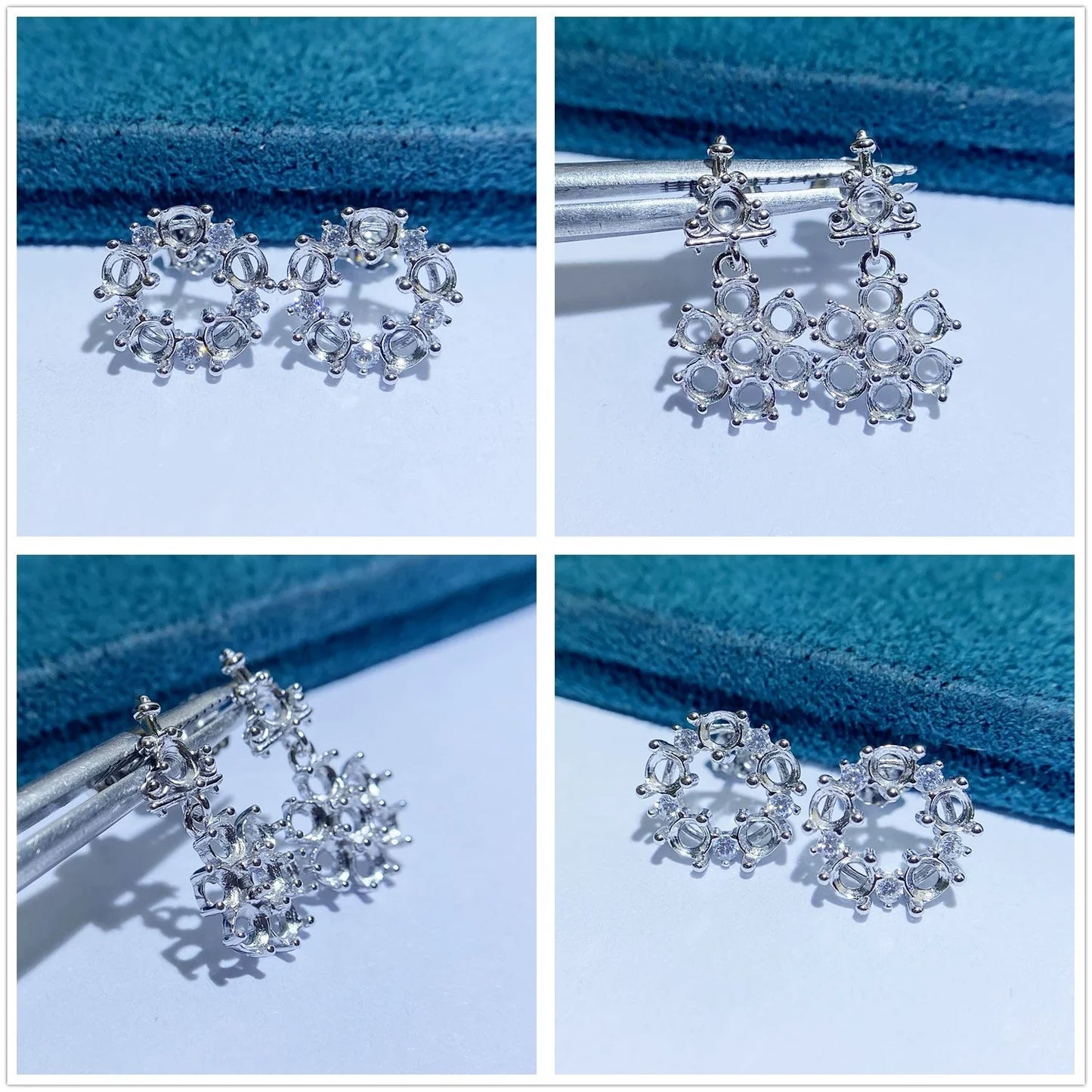 S925 Sterling Silver Round 3×3 mm Earring Setting for DIY Jewelry Making