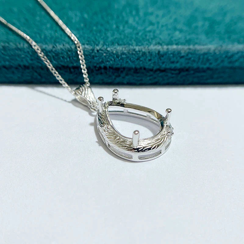 Pear 10×14 mm S925 Sterling Silver Pendant Setting, Unset, For Women