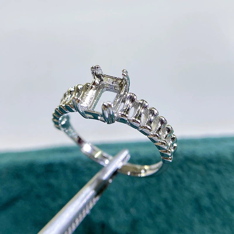 Square 5×7 mm S925 Sterling Silver, 18K Gold Plated Jewelry Setting Set, Ring / Pendant, Unset, For Women