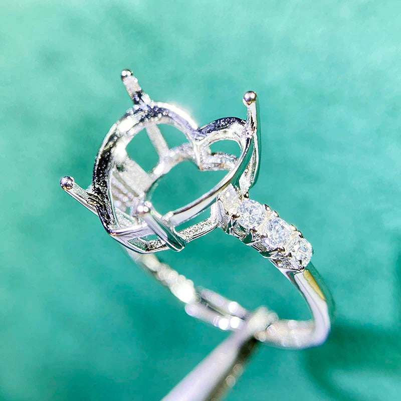 Heart 12×12 mm S925 Sterling Silver Ring Setting, Unset, For Women, Minimalist Style, Fashion Style
