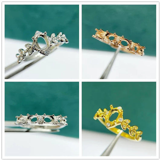 S925 Sterling Silver Oval 3×4 mm, 4×6 mm Ring Setting for DIY Jewelry Making