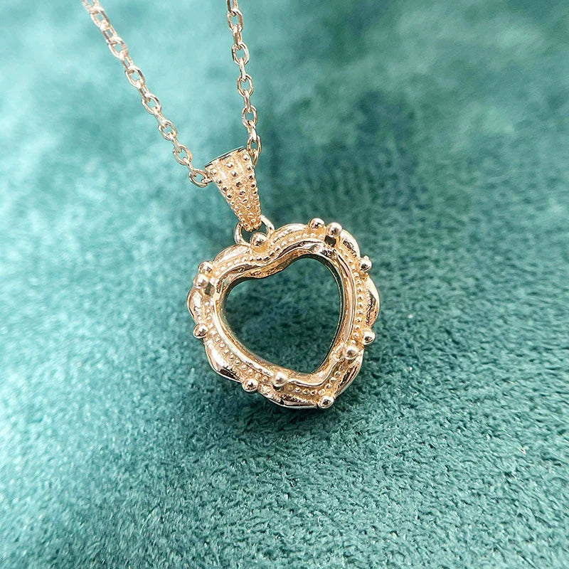 Heart 10×10 mm S925 Sterling Silver Pendant Setting, Unset, For Women, Minimalist Style, Fashion Style