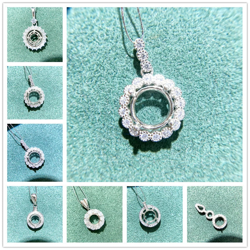 5–9mm Round S925 Silver Pendant Setting for Gemstone Mounting