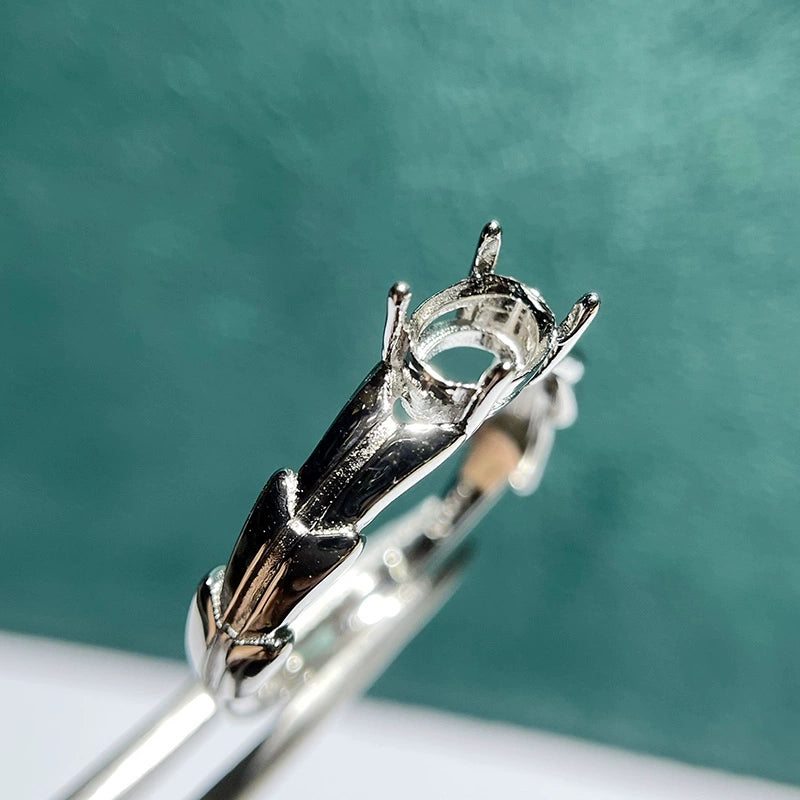 5×7mm Oval S925 Silver Adjustable Bezel Ring Setting for Gemstone Mounting