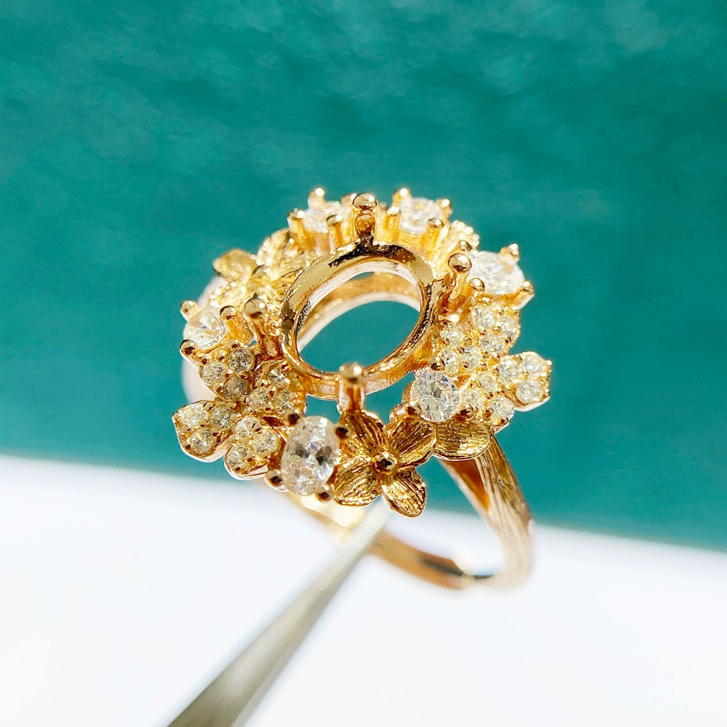 5×7 / 6×8mm Oval S925 Silver Adjustable Ring Setting for Gemstone Mounting