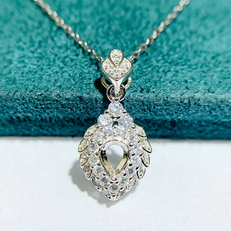 Pear 4×6 mm / Pear 4×5 mm S925 Sterling Silver Pendant Setting, Unset, For Women, Fashion Style, Light Luxury