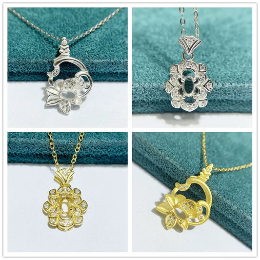 Oval 3×5 mm S925 Sterling Silver Pendant Setting, Unset, For Women