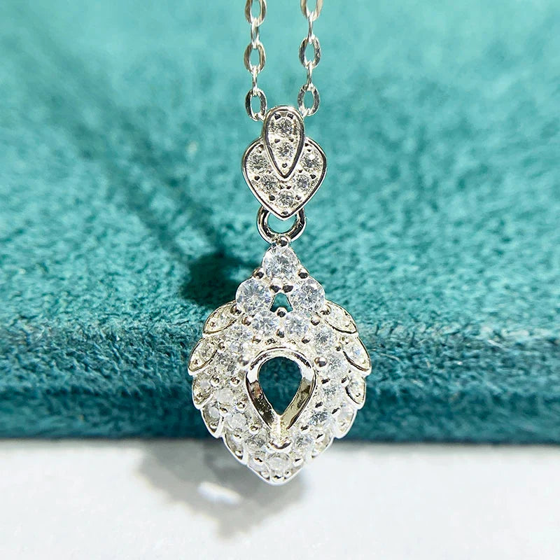 Pear 4×6 mm / Pear 4×5 mm S925 Sterling Silver Pendant Setting, Unset, For Women, Fashion Style, Light Luxury