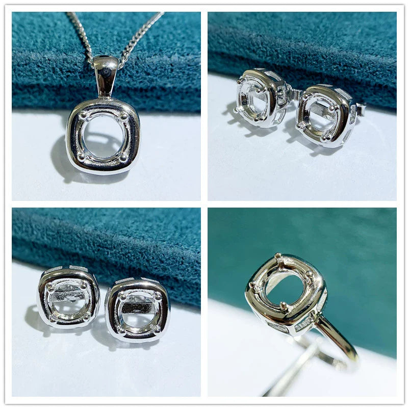 Round 6×6 mm S925 Sterling Silver Ring Setting, Unset Mount, For Women