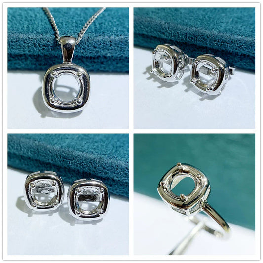 Round 6×6 mm S925 Sterling Silver Ring Setting, Unset Mount, For Women