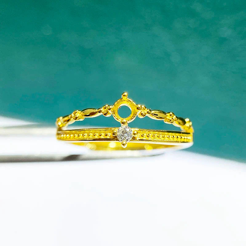 3 mm / 4 mm / 5 mm / 6 mm S925 Sterling Silver, 18K Gold Plated Ring Setting, Unset, For Women