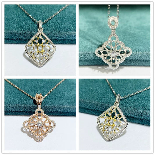 S925 Sterling Silver Oval 3×4 mm Pendant Setting for DIY Jewelry Making