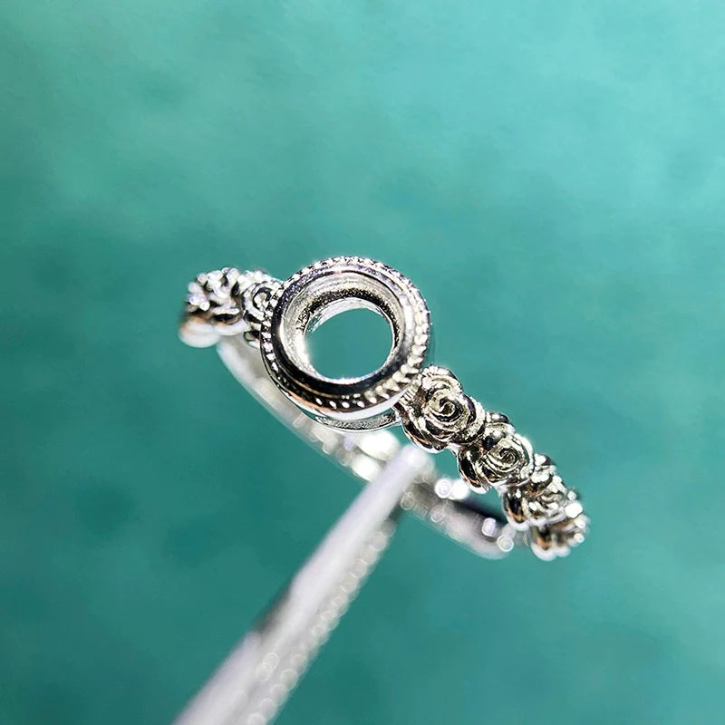 6×6 mm / 4×4 mm S925 Sterling Silver Ring Setting, Adjustable, Unset, For Women, Minimalist Style