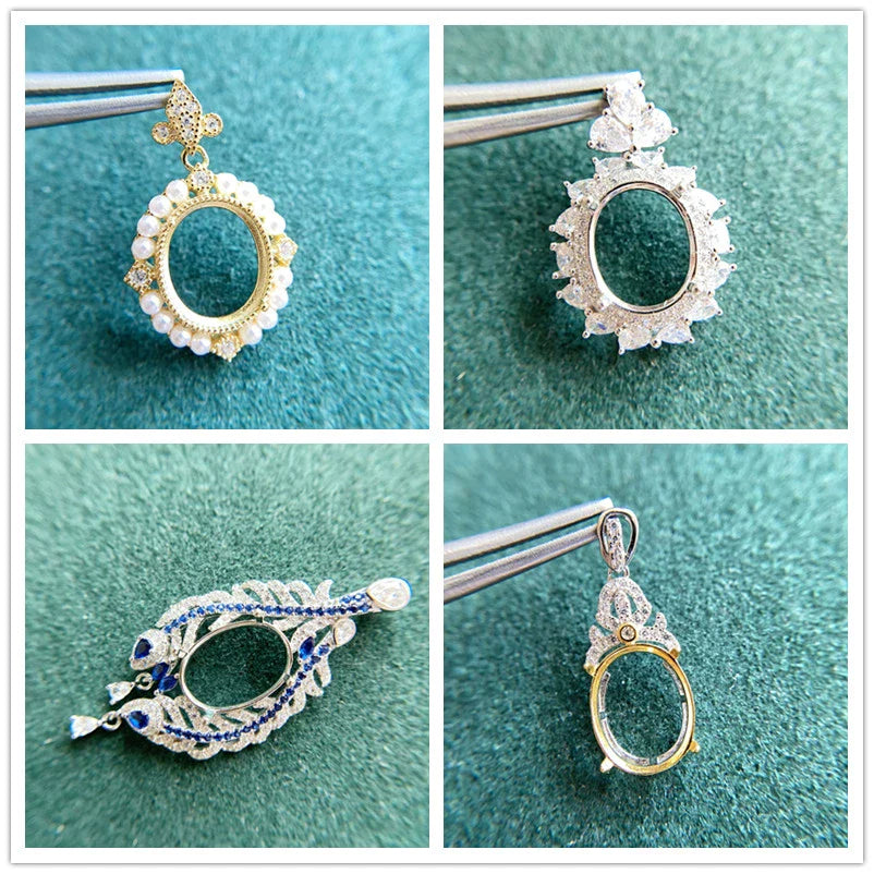 Oval 10×14 mm / 10×12 mm S925 Sterling Silver Pendant Setting, For Women