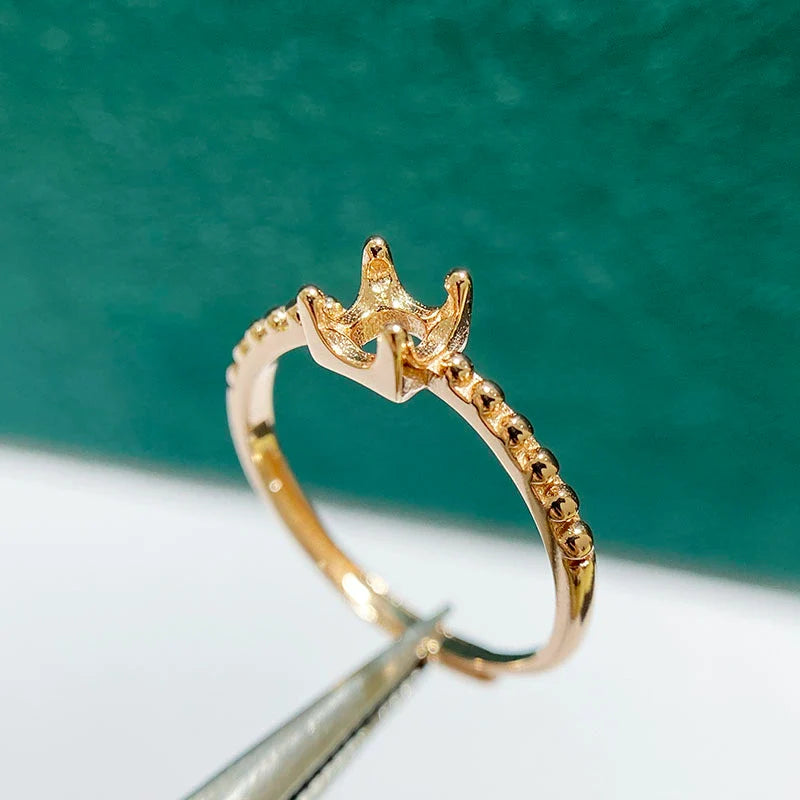 5×5 mm S925 Sterling Silver Ring Setting, Adjustable, Unset, For Women