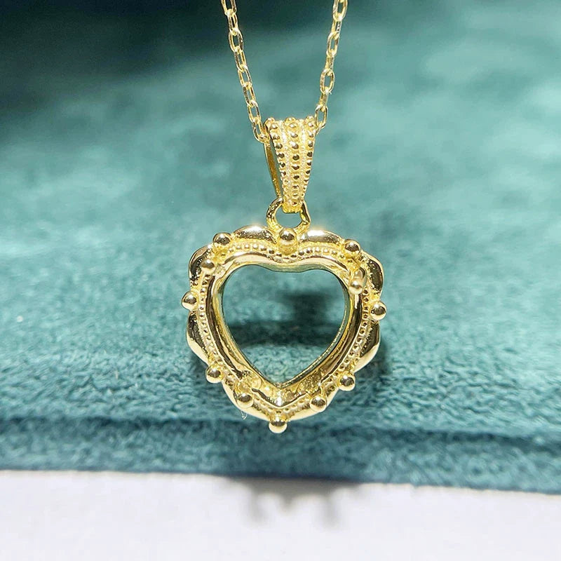 Heart 10×10 mm S925 Sterling Silver Pendant Setting, Unset, For Women, Minimalist Style, Fashion Style