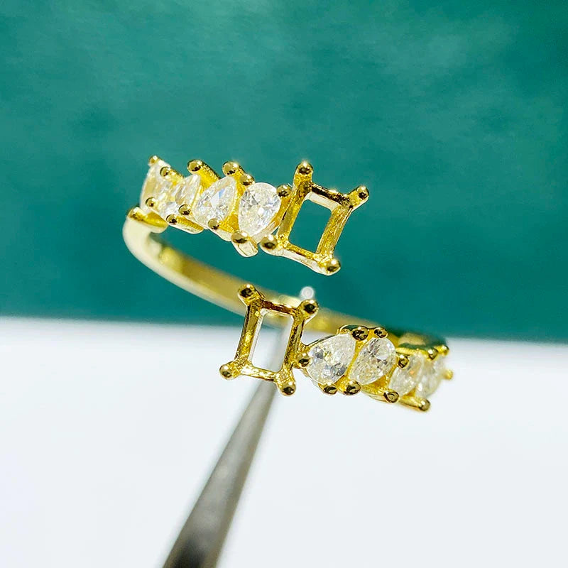 Rectangle 3×4 mm S925 Sterling Silver Ring Setting, Unset, For Women