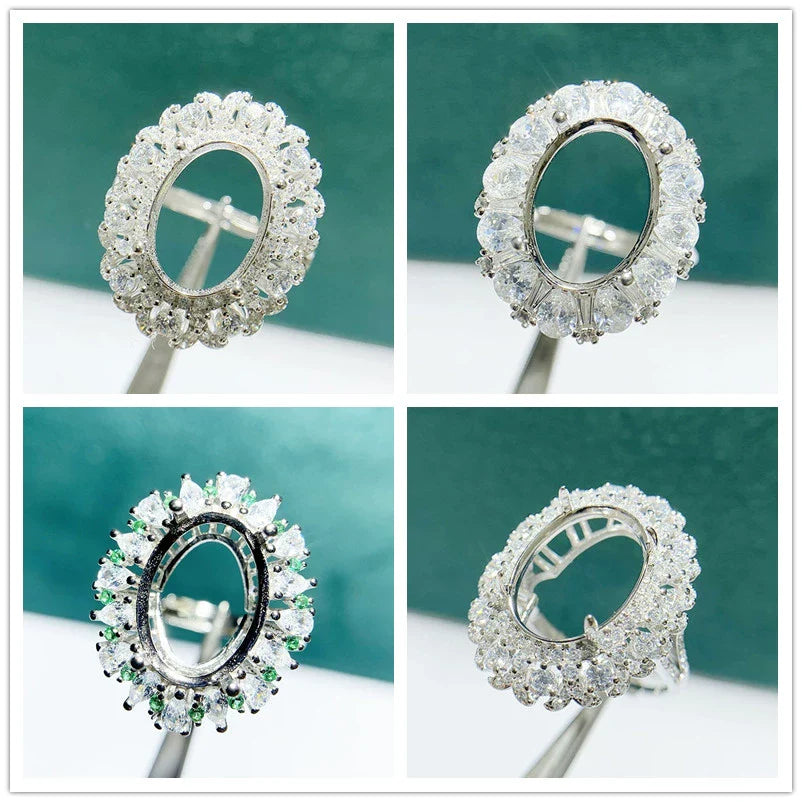 Oval 10×14 mm / 12×16 mm S925 Sterling Silver Ring Setting, Adjustable, Unset, For Women