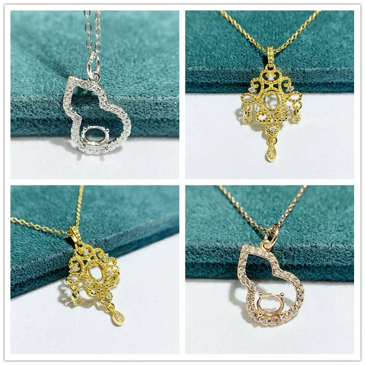 Oval 4×5 mm S925 Sterling Silver Pendant Setting, Unset Mount, For Women