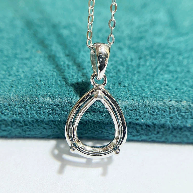 Pear 8×10 mm S925 Sterling Silver Pendant Setting, Unset