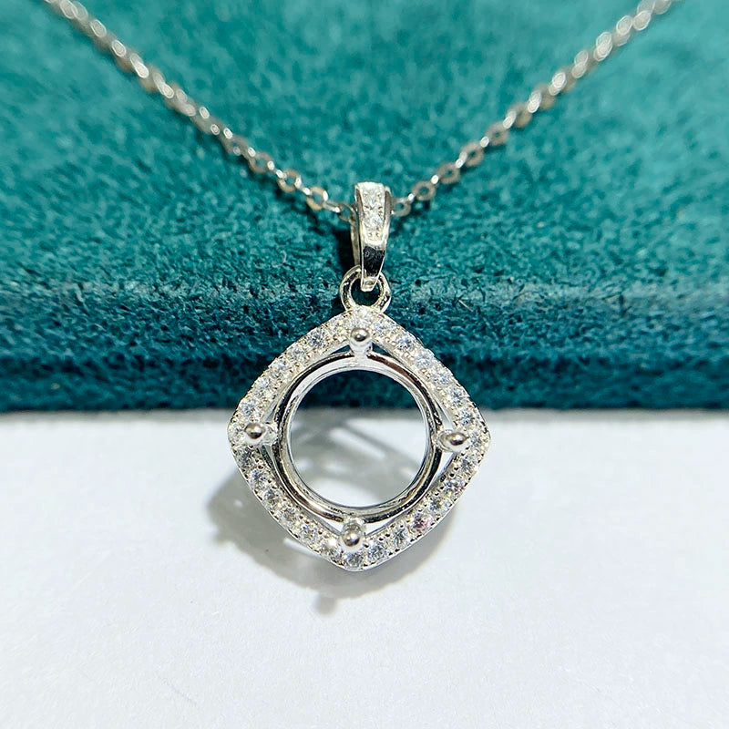 6.5 / 8 / 9mm Round S925 Silver Pendant Setting for Gemstone Mounting